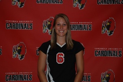 Danielle Guss led the Cardinal Volleyball team with 11 kills and 12 digs.