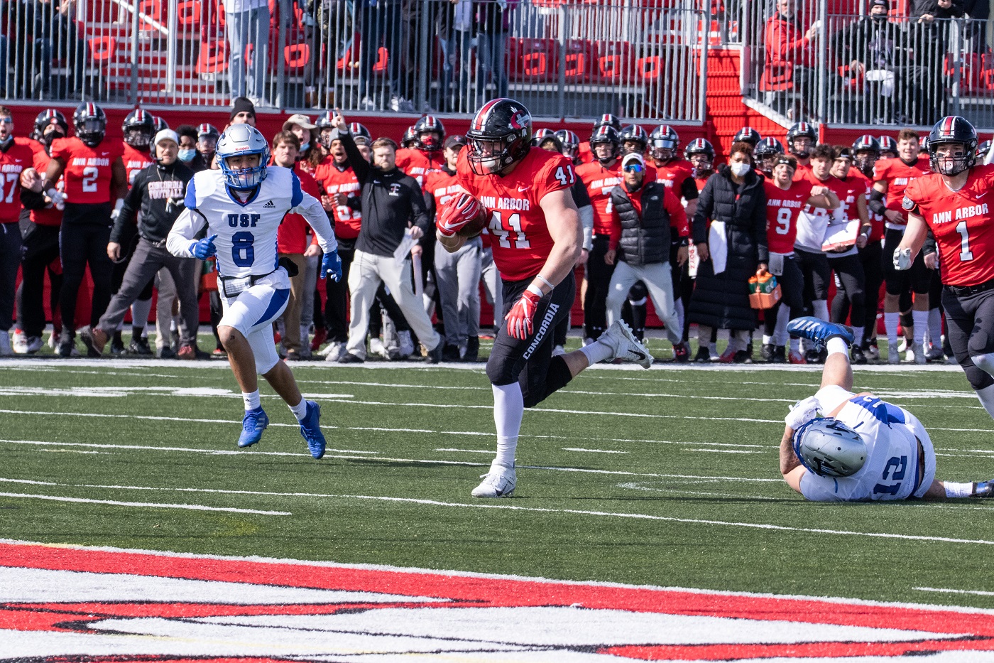 Luke Wilson scored the game's first touchdown and led the Cardinals with 62 yards on 3 catches.