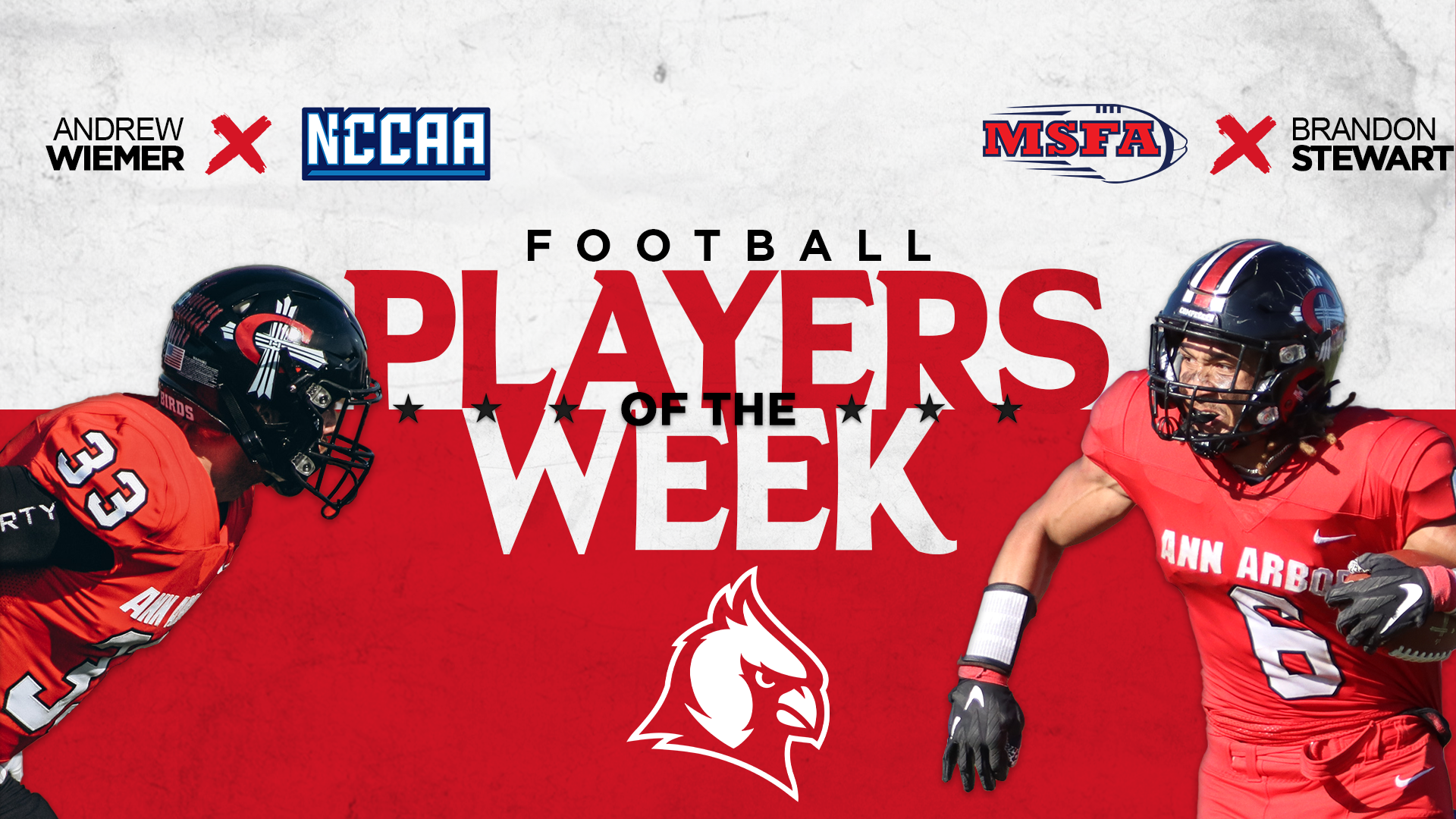 Football's Stewart earns Player of the Week honors for MSFA; Wiemer NCCAA