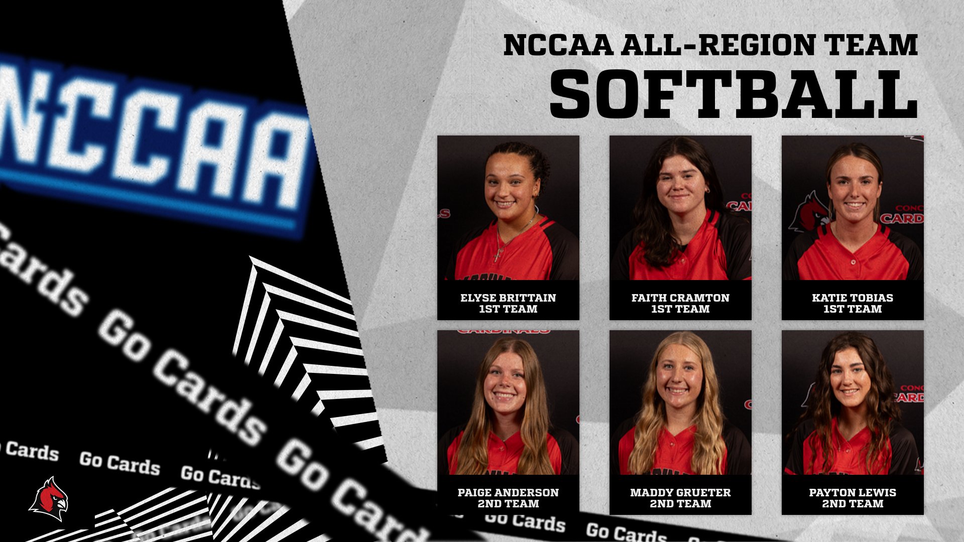 Six Cardinals named to NCCAA Softball All-Region Team