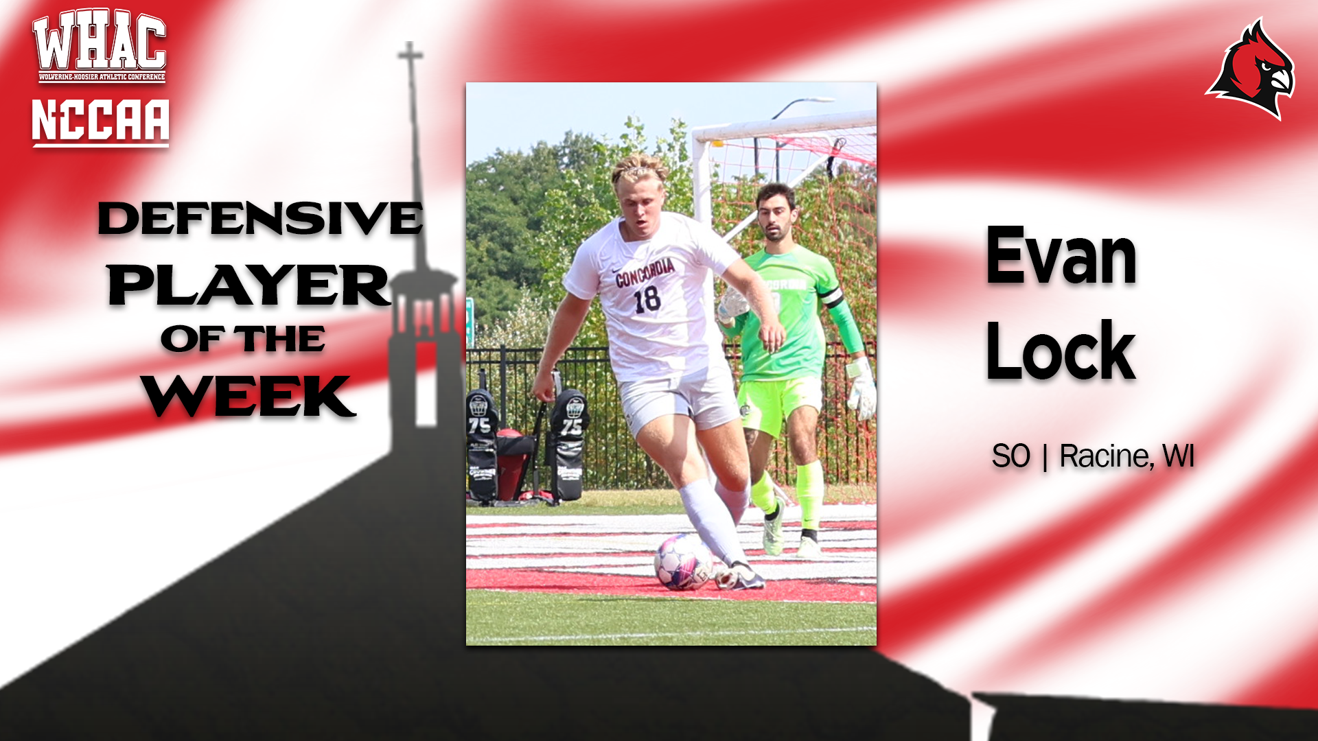 PLAYER OF THE WEEK: Men's Soccer's Lock named WHAC and NCCAA Defensive Player of the Week