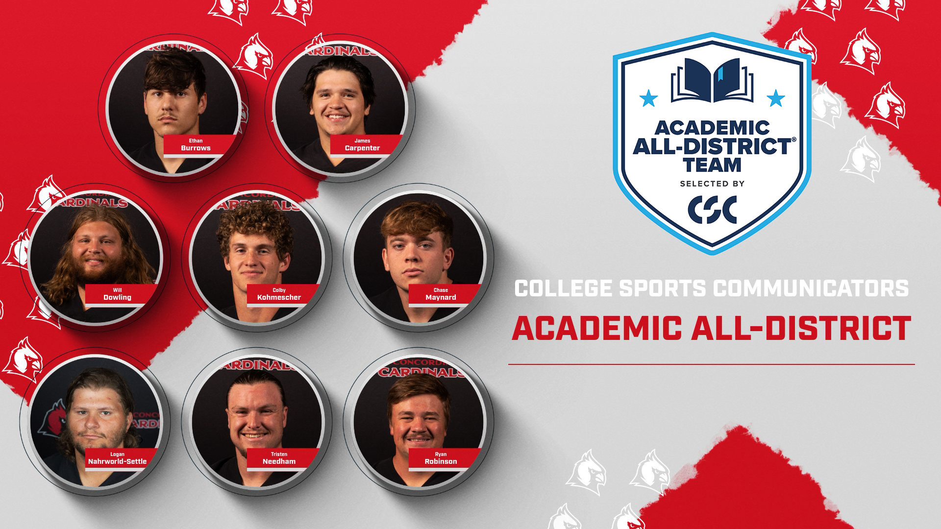 Eight Cardinals Named to CSC All-District Team