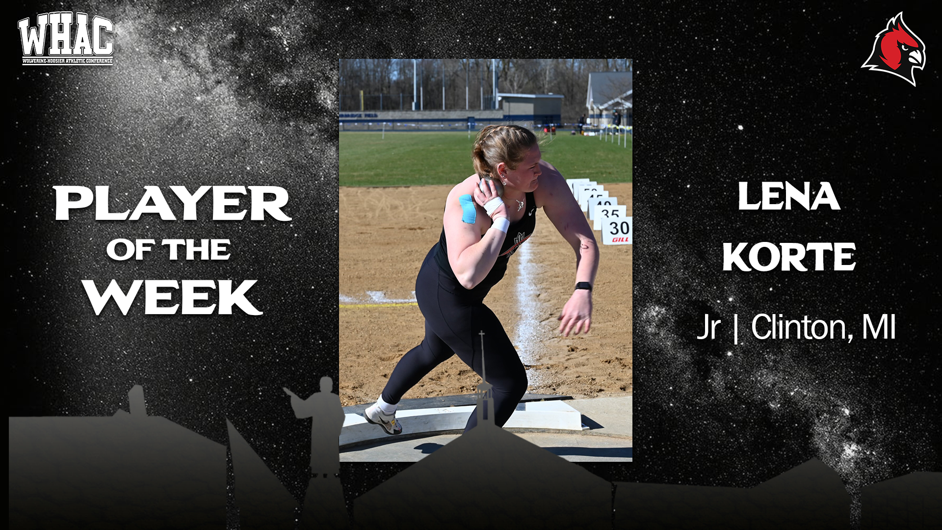 Lena Korte wins 3rd WHAC Field Athlete of the Week in the Outdoor season