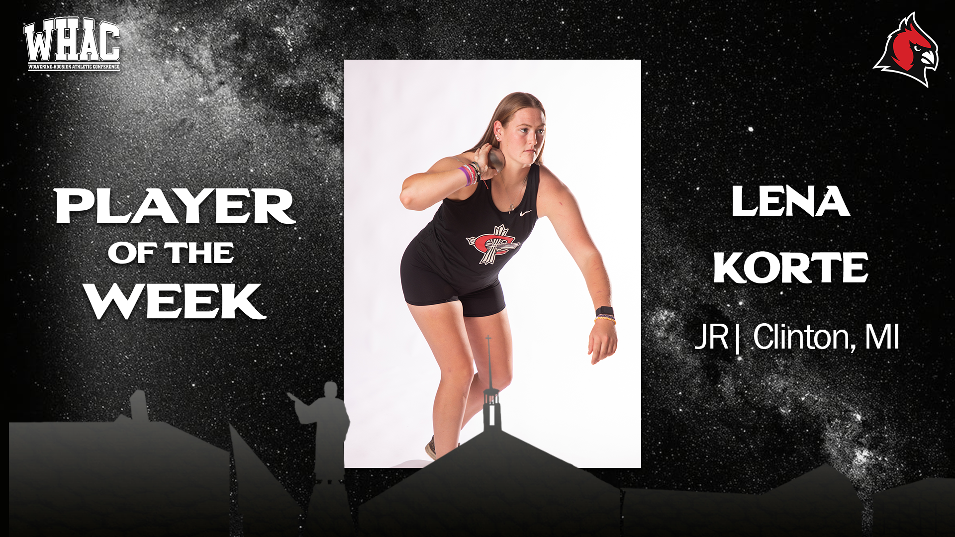 Korte earns second WHAC & NCCAA Field Athlete of the Week on the Season