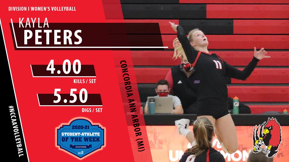 Kayla Peters named women's volleyball NCCAA student-athlete of the week